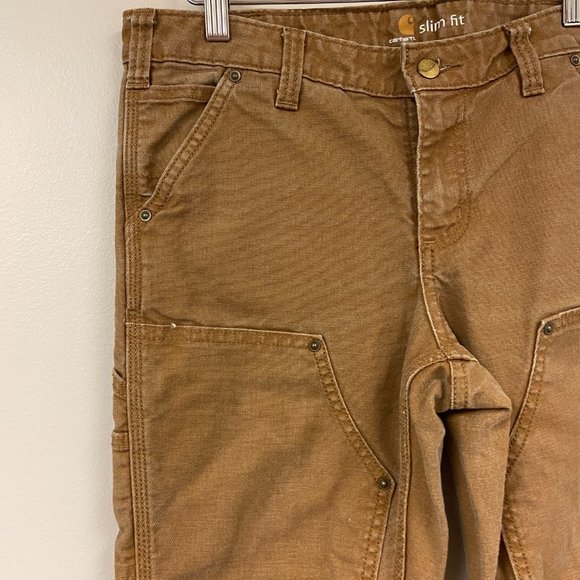 Carhartt Womens 100723 Brown Slim Fit Double Front Work Pants Size 6 Short - Picture 3 of 8